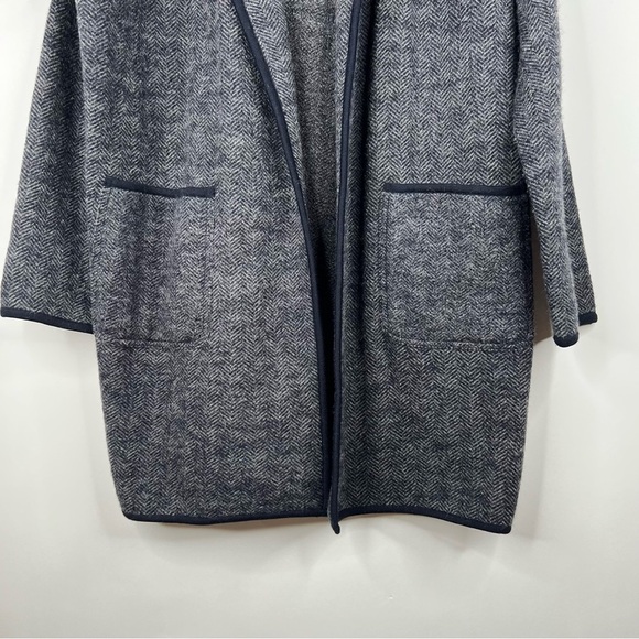 Madewell Herringbone Courton Sweater Coat Black Gray Merino Wool Oversized XS - Picture 4 of 10